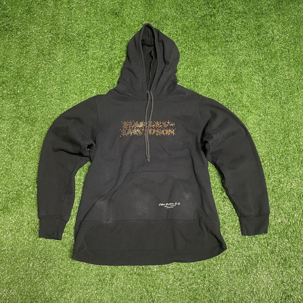 Harley‑Davidson Sweatshirt Women’s Large Black Glitter Dots Graphic Pullover